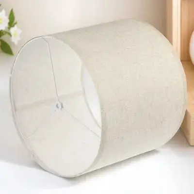 Abajur de linho redondo candeeiro de mesa sombra quadro ferro leve fácil instalação casa hotel quarto sala estar