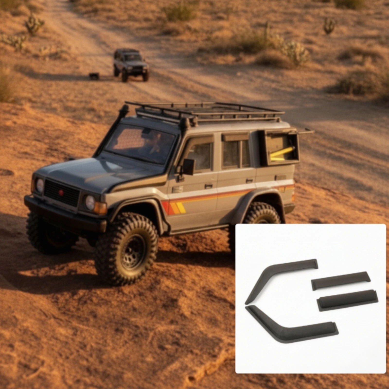 4 Pieces Window Visors with Tape Exterior RC Window Visors Trim Sleek-Profile for Hobbyists, LC76 Build, off-Road Styling
