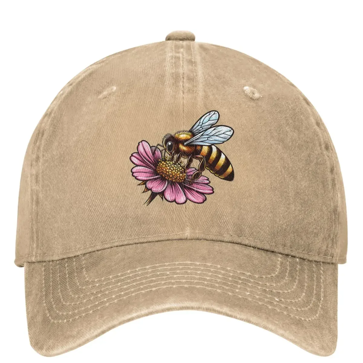 Honey Bees Washed Baseball Cap Cute Animal Vintage Hip Hop Dad Hats Summer Men Women Kpop Rock Sun protection Snapback Cap