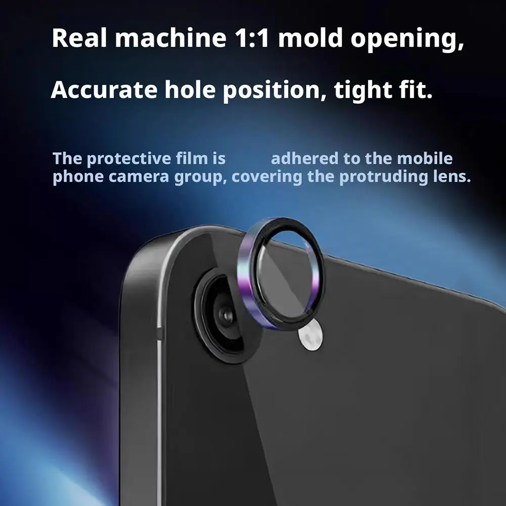 Camera Lens Protector for iPhone 16E 9H Tempered Glass Screen Protector Cover With Meta Frame Decoration Accessories H2I6