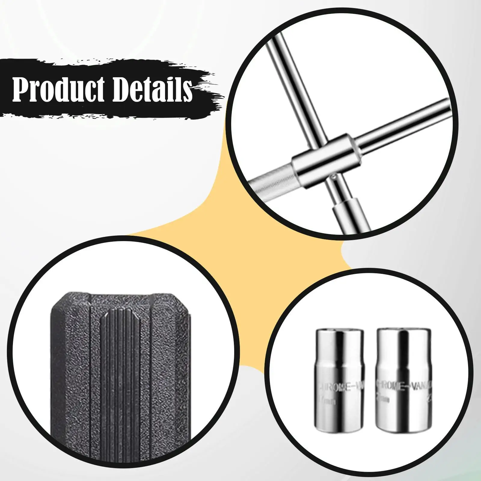 Universal Lug Wrench Tire Wrench with Sockets Folding Detachable Repair Tool 4Ways Heavy Duty for Truck Car Vehicle Van