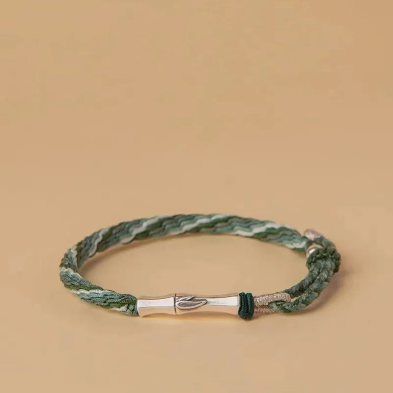 2025 New Style Postgraduate Exam Handwoven Red String Silver Bamboo Joint Koi Couple Reincarnation Knot Festival Gift