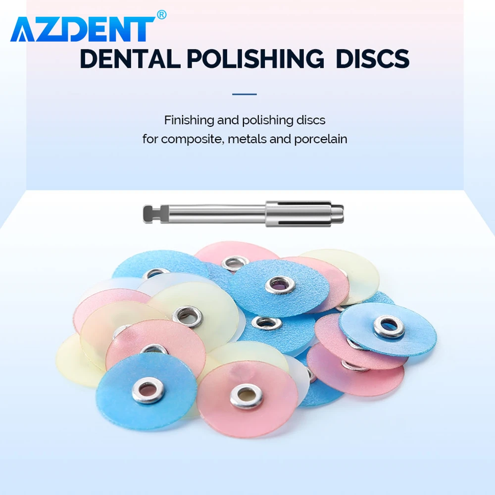 

40pcs/Box AZDENT Dental Finishing Polishing Discs with Mandrel Composite Metals Porcelain Polisher Autoclavable Dentistry Tools