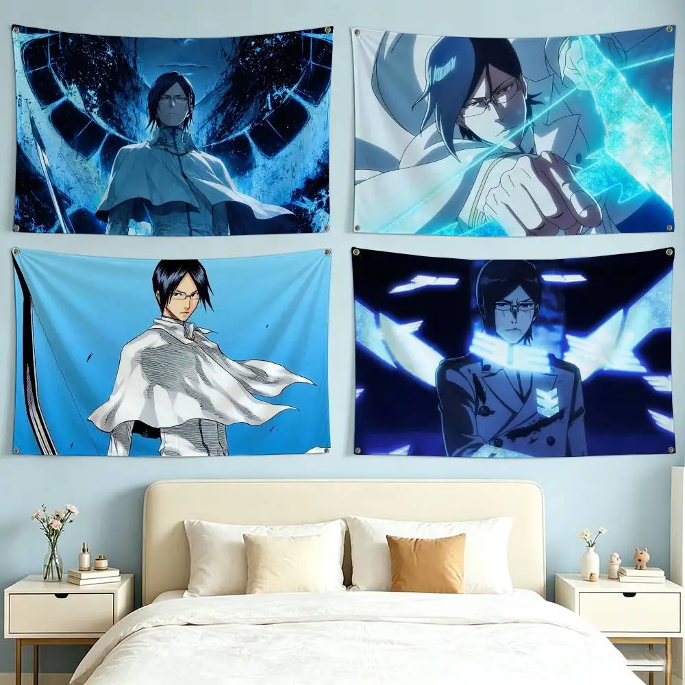 Anime B-Bleach-ES U-Uryu Ishida Flags for Bedrooms Home Decor Items Outdoor Decors Garage Decoration Flaga