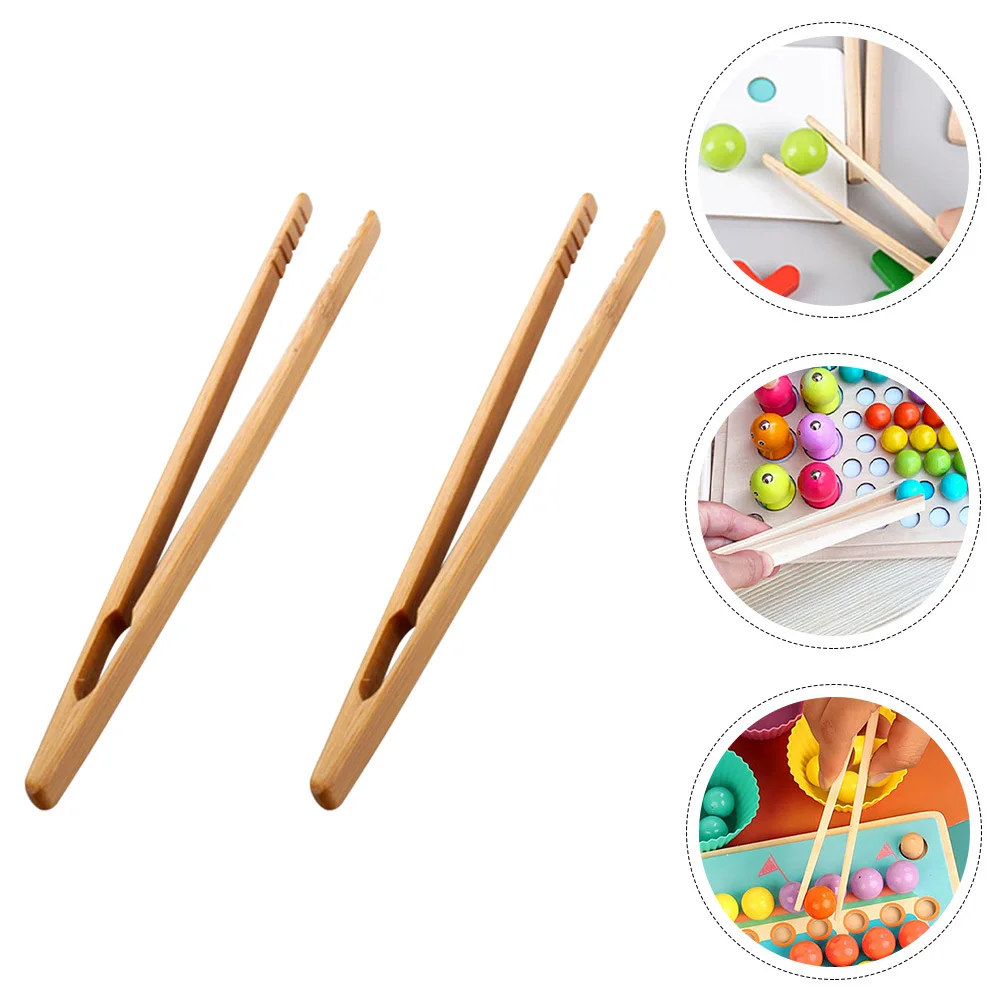 

2Pcs Kids Wood Tweezers for Fine Motor Training Early Learning Montessori Style Teaching Tool Small Tongs for Sorting and