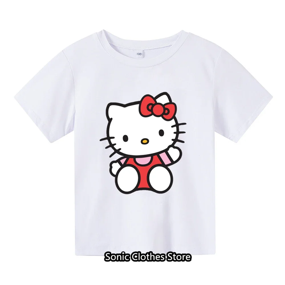 

Kids Hello Kitty T-shirt Kawaii Girls Clothes Baby Tshirt Anime Cartoons Casual Kid Boy Short Sleeve Men Women T-Shirts Tops