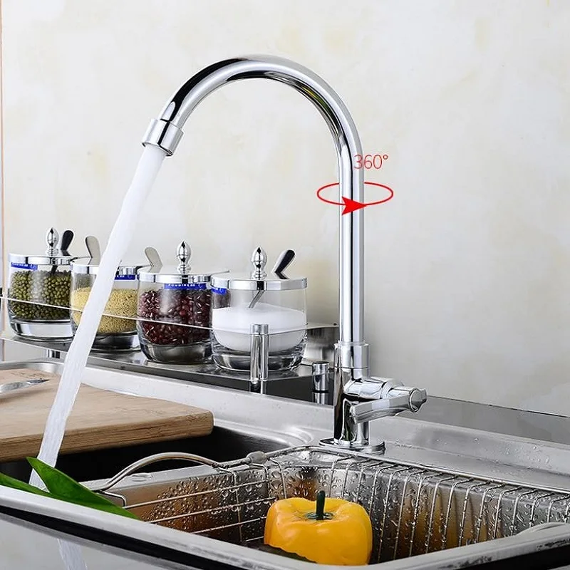 

360 Degree Swivel Alloy Kitchen Single Hole Water Tap Kitchen Faucet Cold Kitchen Tap