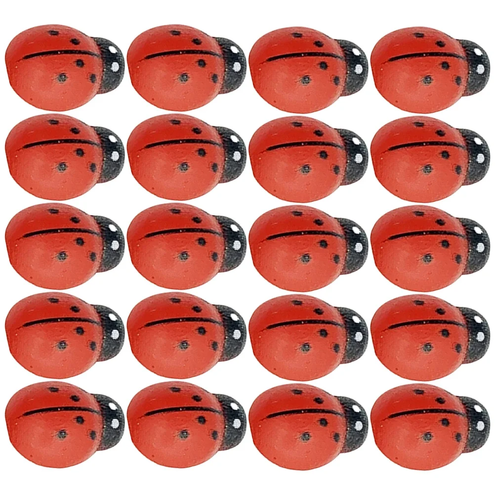 100 szt. Drewniane pinezki w kształcie biedronki, dekoracyjne pinezki do tablic korkowych, do użytku domowego i szkolnego.