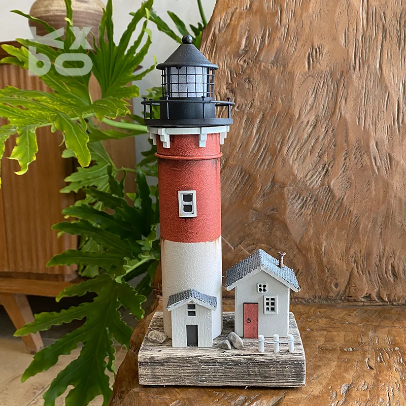 American Vintage Nautical Lighthouse Creativity Marine Style Ornaments Home Nautical Decorations Nostalgic Craft Wood Handicraft