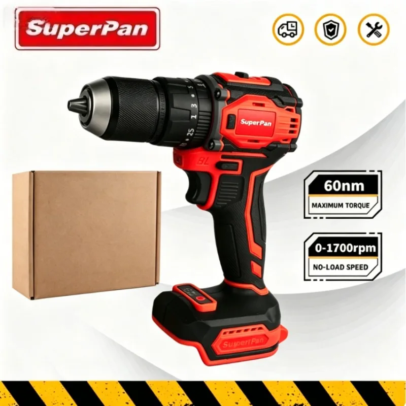 

Аккумуляторная дрель SuperPan 60 Нм, 1700 об/мин, совместима с аккумуляторами DeWalt/Makita/Milwaukee (только инструмент)