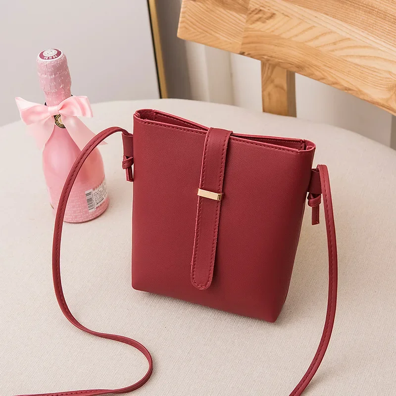 Luksusowa mini torebka typu Bucket Wallet Solid Color Small Crossbody Bags for Women Handbags Purse Casual PU Leather Ladies Messenger Bag