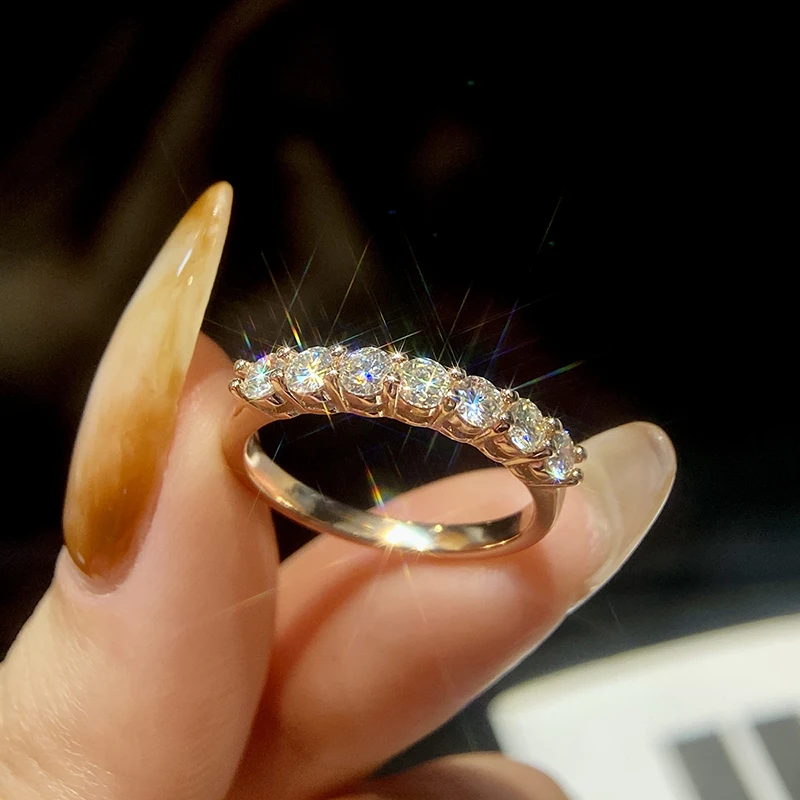 Gra echte Moissan ite Ring Sterling Silber Diamant Ewigkeit Band Verlobung Eheringe für Frauen Luxus Qualität Schmuck – Detail 6