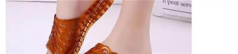 Sandalias de gelatina de cristal para mujer, talla grande, con soporte de plástico, antideslizantes para baño, sandalias de p...