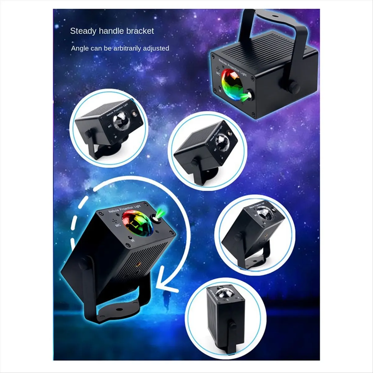 popop LED Party Light Starry Ocean-Wave Projector Night Light Sound Control Atmosphere Colorful Light Full of Star Night Light