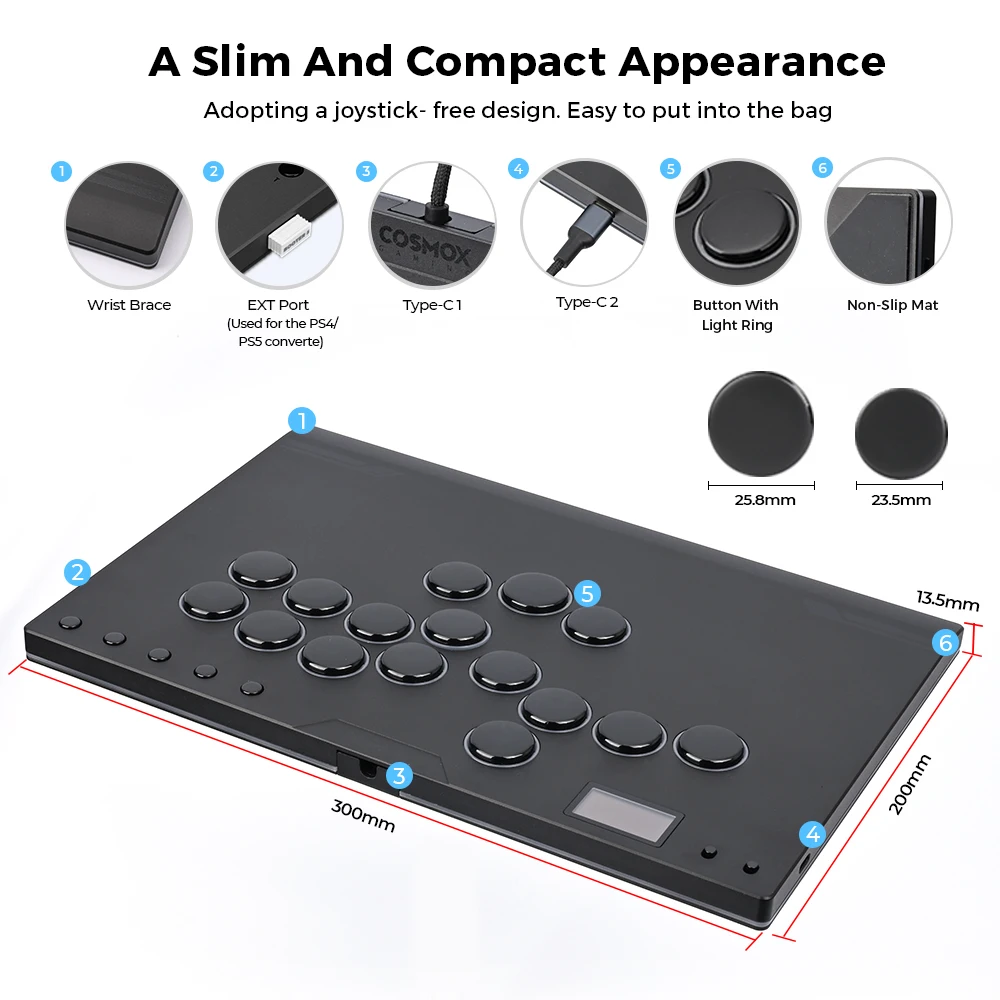 Haute42 Aluminium Alloy Hitbox Leverless Controller Stickless Arcade Stick For PC/ Ps4 / ps5/Steam Hitbox Fighting Controller