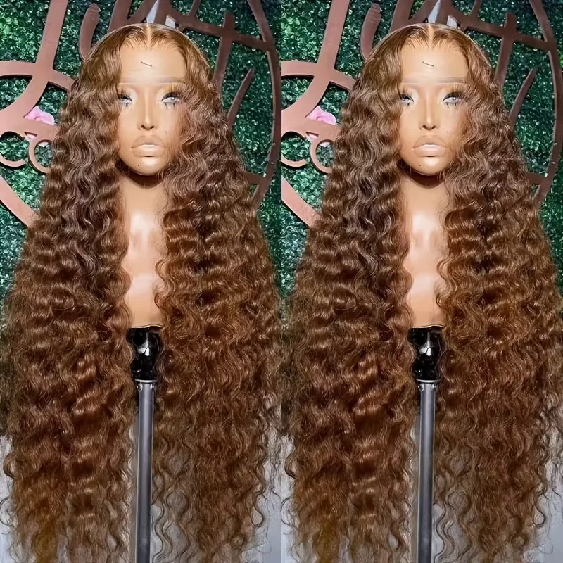 

Шоколадно-коричневый парик с глубокими волнами 13x4, вьющийся парик спереди, 13x6, волнистые кружевные фронтальные парики из человеческих волос для женщин, предварительно выщипанные бразильские волосы