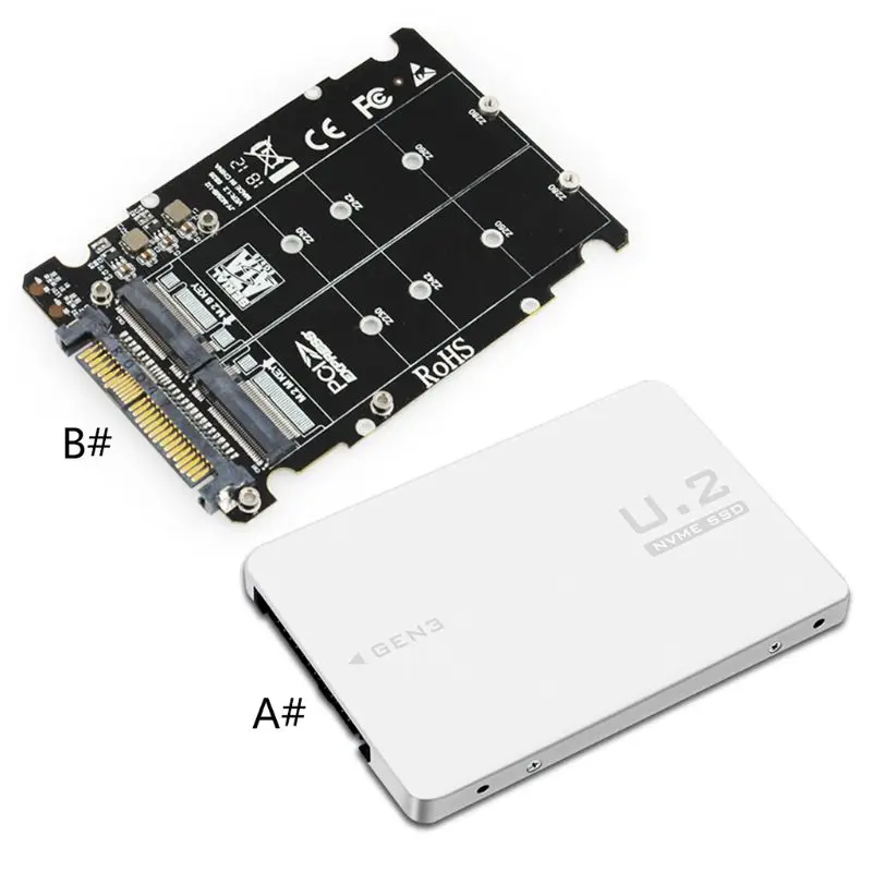 

M.2 SSD to U.2 Adapter 2 in 1 M.2 NVMe SATA-Bus NGFF SSD to PCI-e U.2 SFF-8639 PCIe M2 Adapter Converter for Desktop Computers