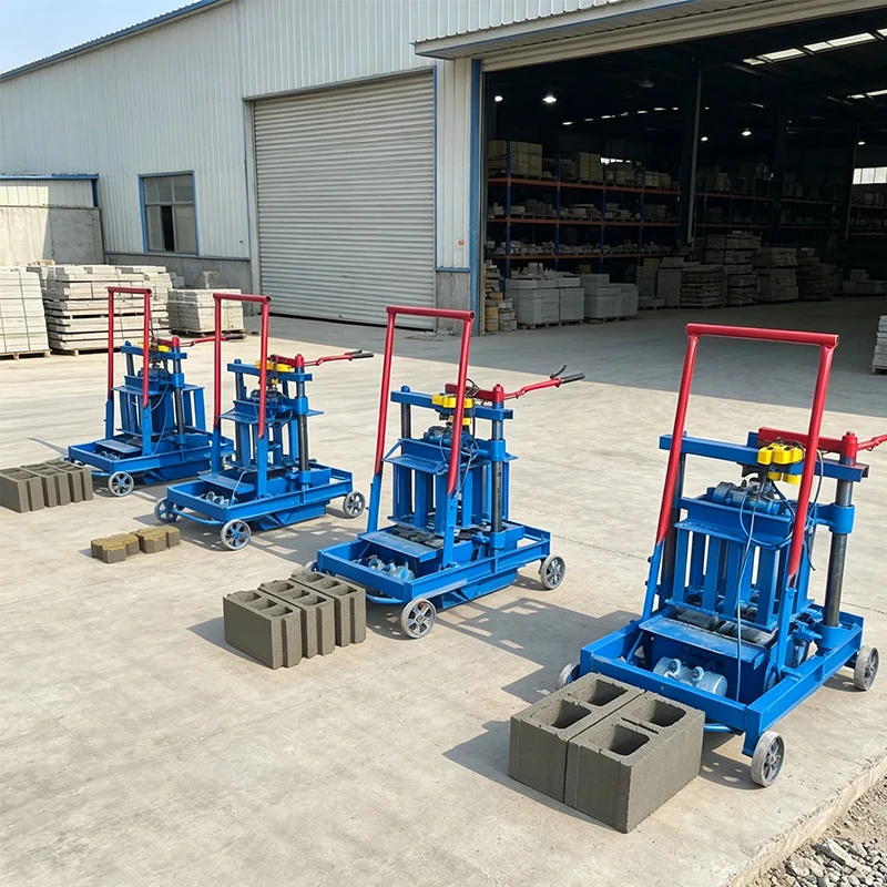 2-45 Mobile Brick Making Machine Electric Egg Laying Concrete Block Machine With Vibration For Hollow Brick Making
