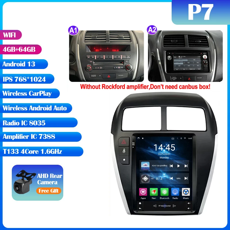 Android 14 Mitsubishi Asx 1 2010-2016 9.7 "7862S QLED Autoradio Multimedia Video Player Carplay Auto GPS Navi Stereo Geen DVD 2Din