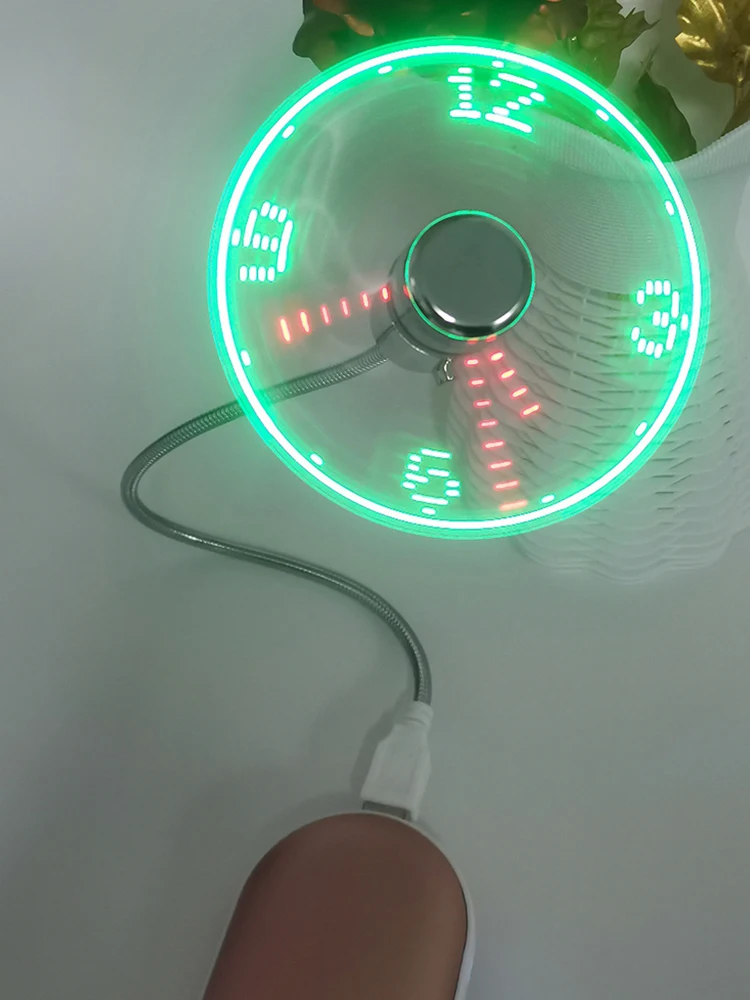 時計ファン 時間 温度表示 ポータブルガジェット DC 5V フレキシブルグースネック LED 時計 ラップトップPC ノートブック用リアルタイム表示
