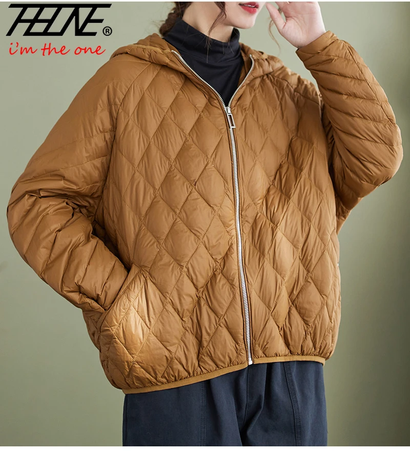 

THHONE Autumn Winter Down Coats Jackets Women Parkas 2025 Hooded Batwing Sleeve Thicken Warm Loose Casual Coat Female Outerwear