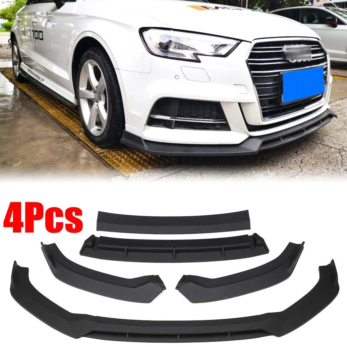 

4PCS Front Bumper Lip Side Splitter Spoiler Guard Protector Body Kit Diffuser For Audi A3 S3 2017 2018 2019 Car Accessories