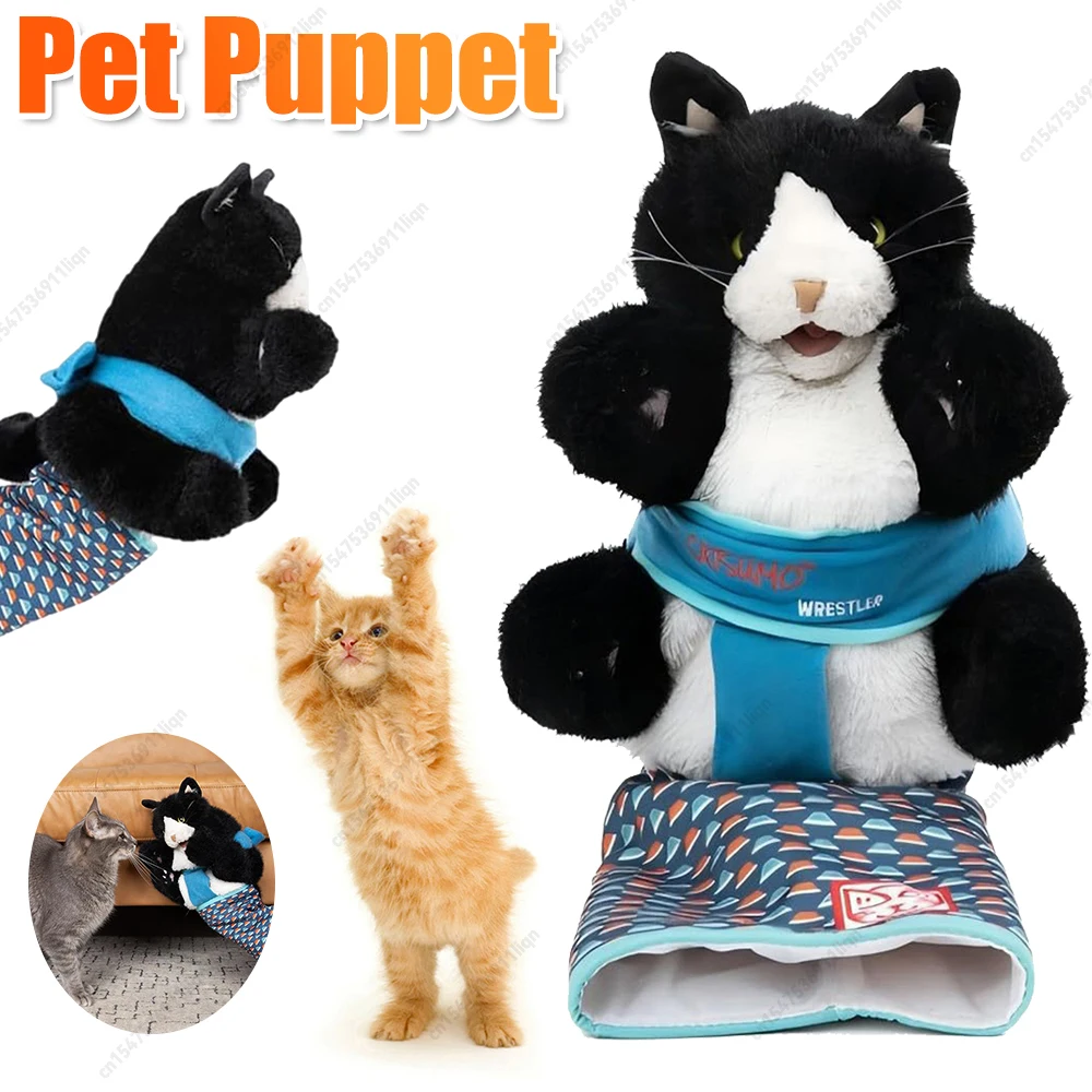 New Cat Puppet Wrestler Cat Dog Interactive Plush Toy Soft Wrestling Glove With Sturdy Padding Stuffed Animal Hand Puppet for Ca