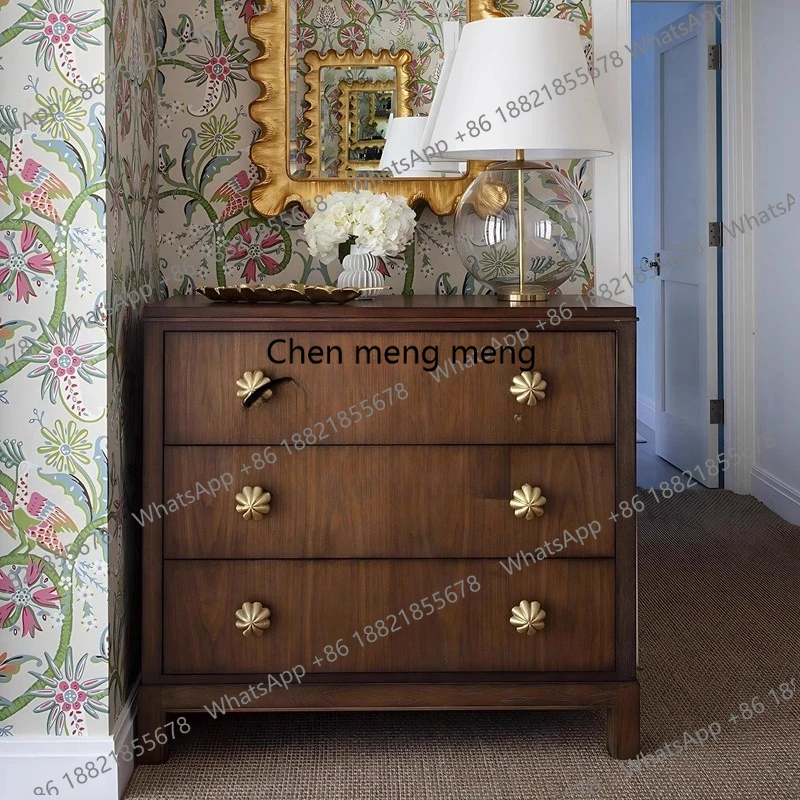retro chest, entrance cabinet, integrated solid wood, facing the door, three drawers, storage against the wall, side cabinet