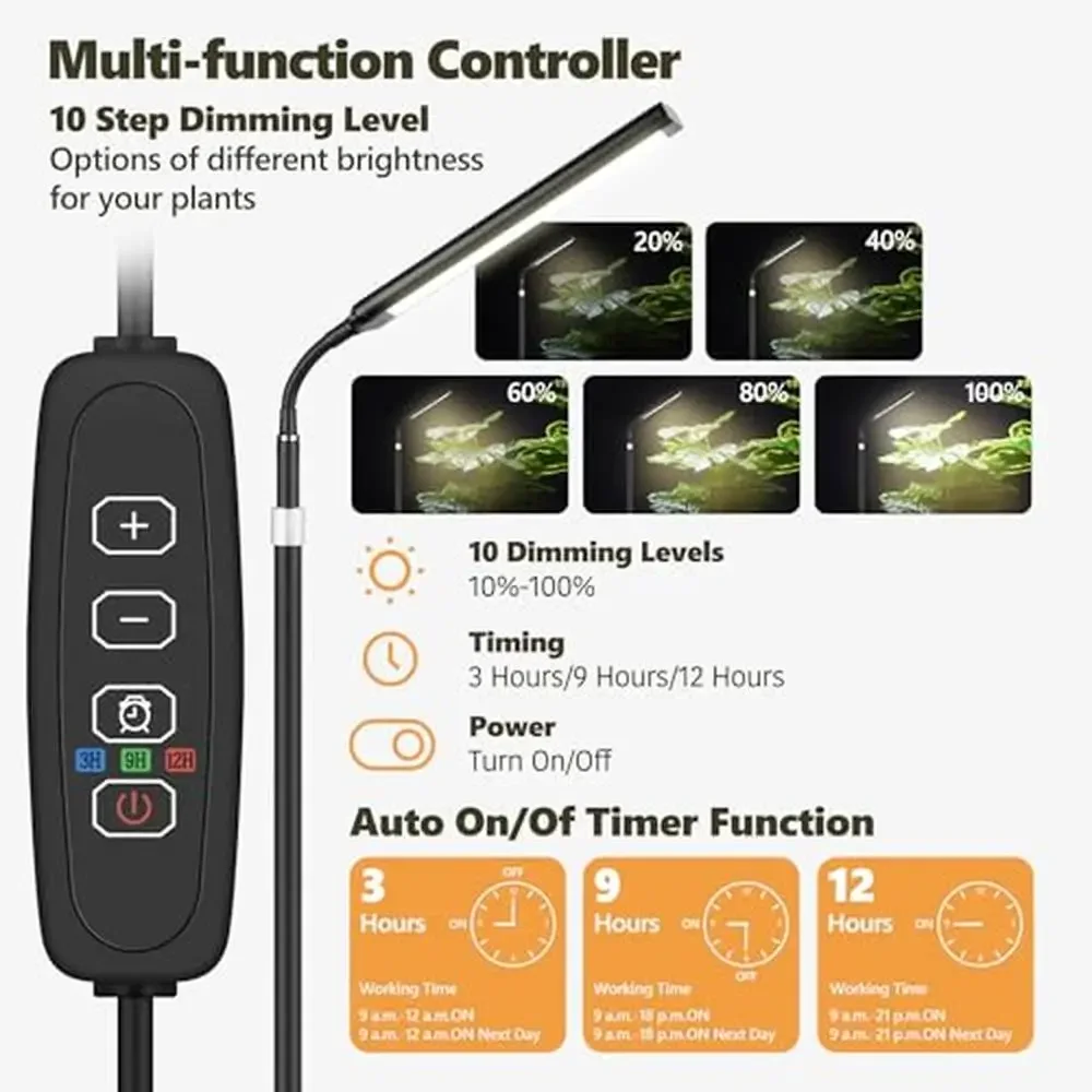 โคมไฟตั้งพื้นแบบปรับได้ไฟ LED 72ดวงสำหรับไฟพืชเติบโตในร่มพืชในบ้านช่วยจับเวลาการเจริญเติบโตตกแต่ง