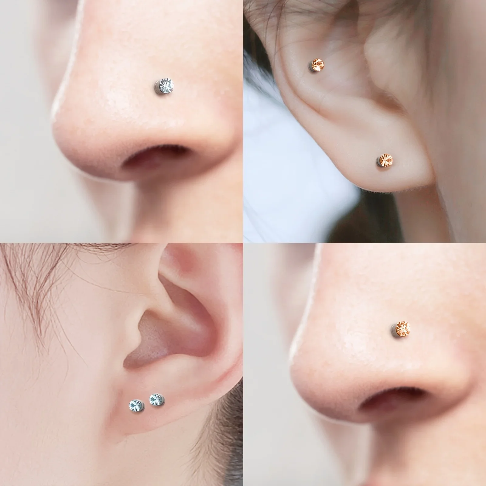 2-12Pcs Simple Stainless Steel Magnetic Nose Stud Earrings, 3mm Non-Pierced Body Jewelry For Male and female view 2