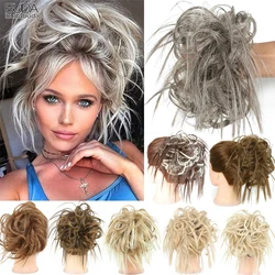 Extensiones de moño de pelo sintético para mujer, Scrunchies de Pelo elástico rizado desordenado, moño sintético, Donut Updo, piezas de cabello