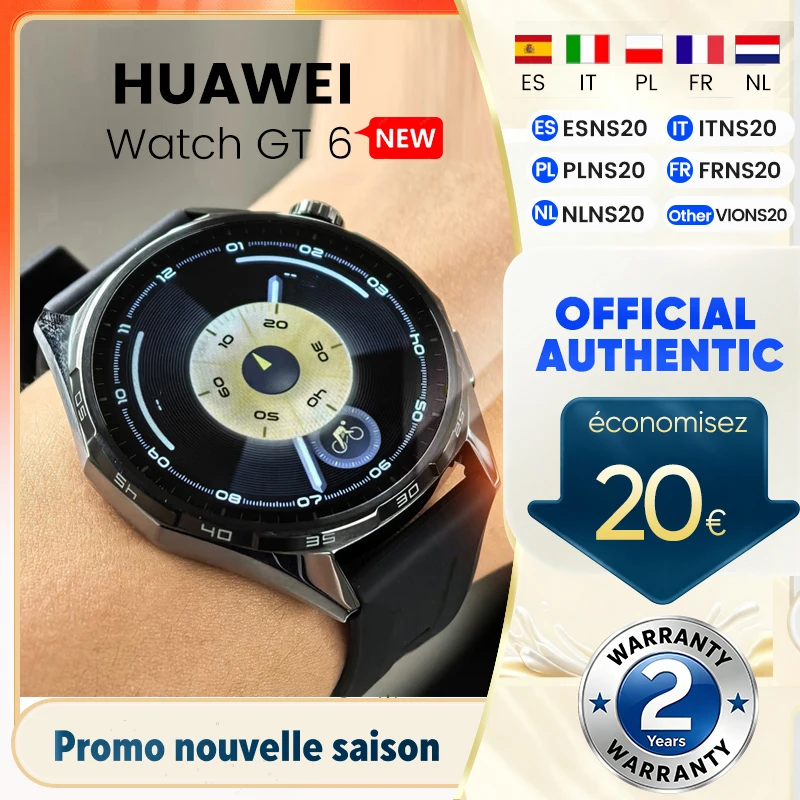 Nuevo Reloj Inteligente Huawei WATCH GT6 de 46 mm, Pantalla AMOLED de 1.47 Pulgadas, 21 Días de Duración de la Batería, Resistencia al Agua de 5 ATM