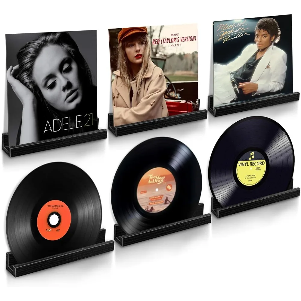 

Настенное крепление для виниловых пластинок, плавающие полки из 6 штук для альбомов, компакт-дисков, книг, черная полка для дисплея