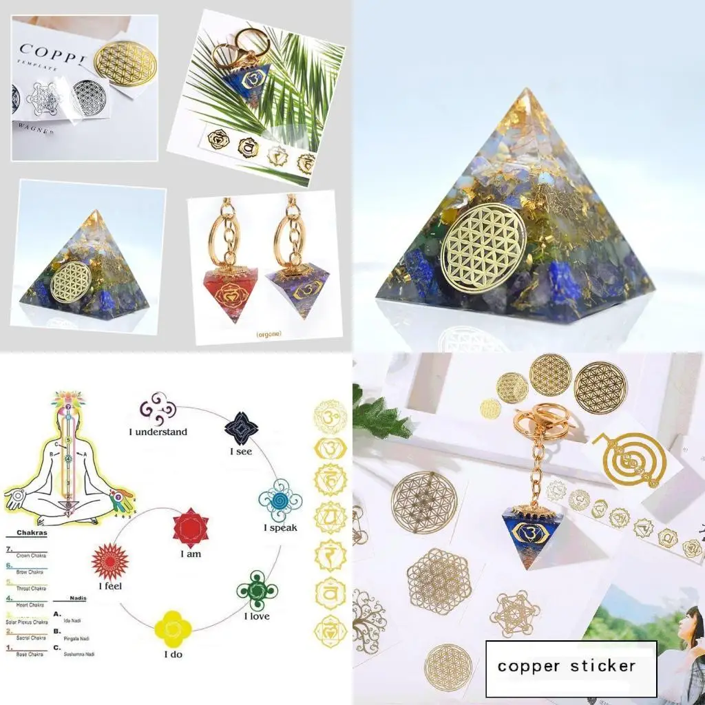 40Pieces Stickers Geometry Orgone Pyramid Sticker Energy Tower Material