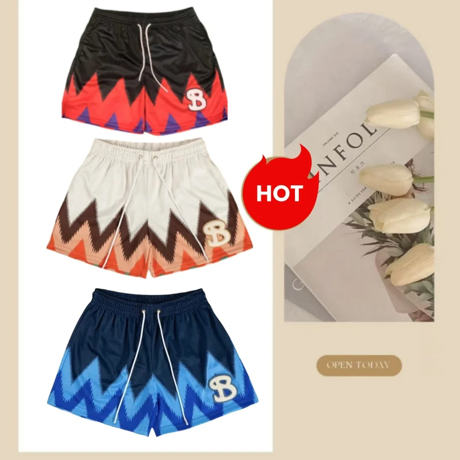 

New Summer Men's Shorts Men and Women's Fashion Beach Seaside Sports Shorts Mesh Sports Quick-drying Quarter Motorcycle Pants