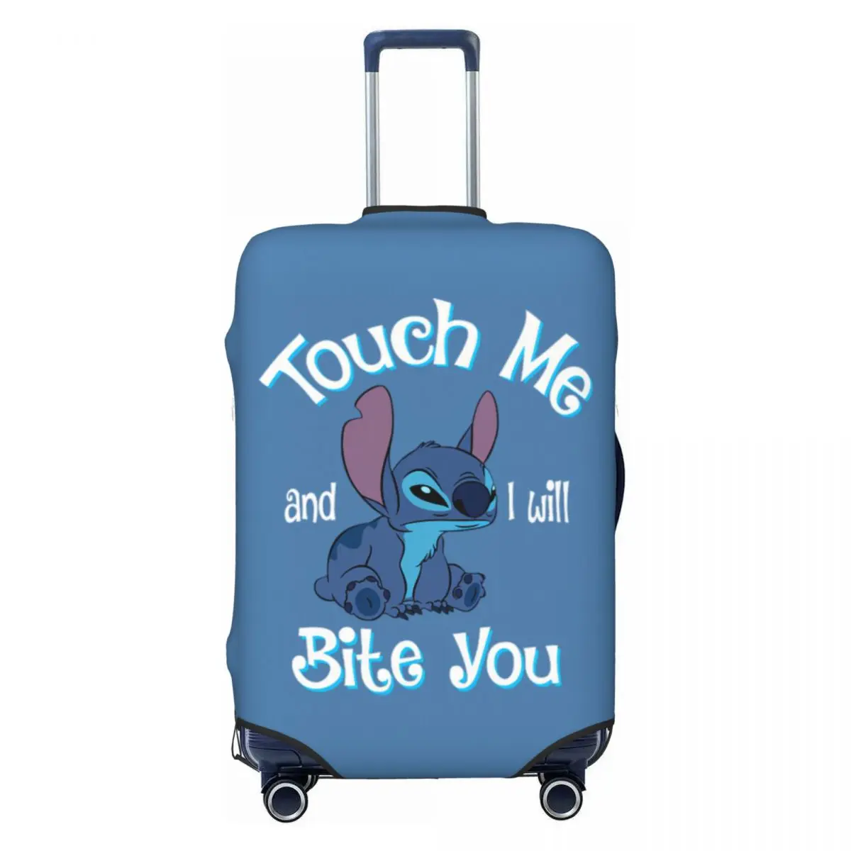 

Funny Touch Me And I Will Bite You Stitch Luggage Cover Protector Elastic Travel Suitcase Covers
