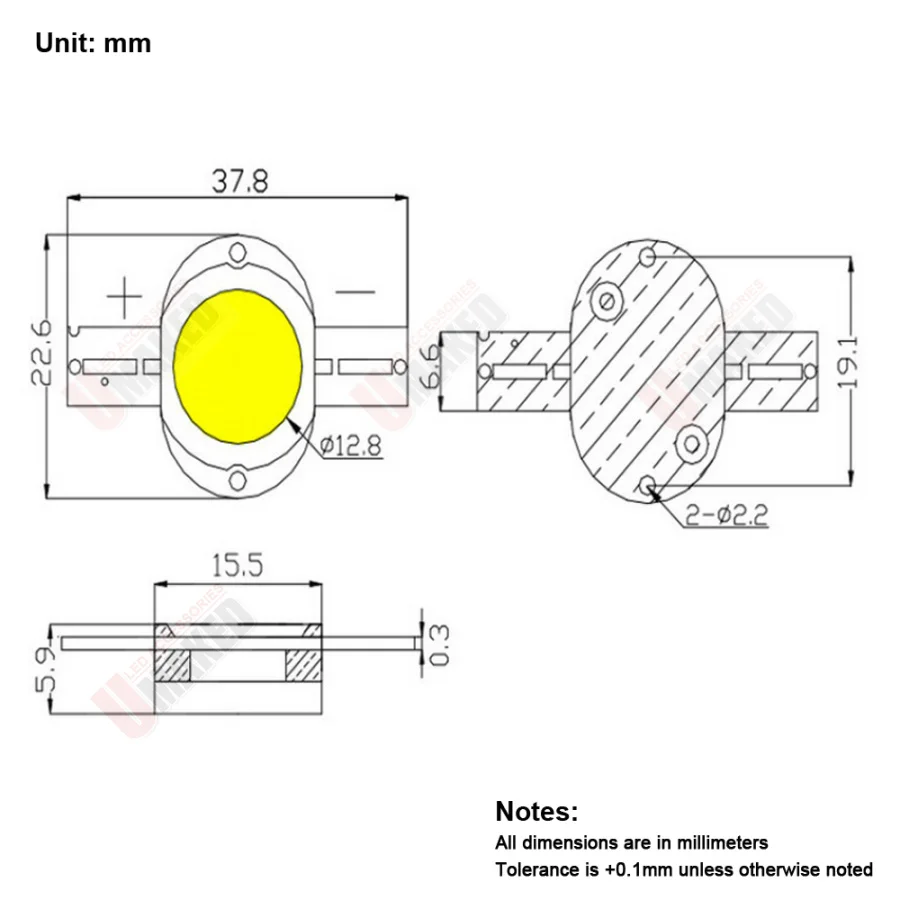 1/10/100PCS  45mil 10W High power Brightness LED Beads Chip 10W White/R/G/B/Y color for Floodlight Lamp Spot Light COB Chips