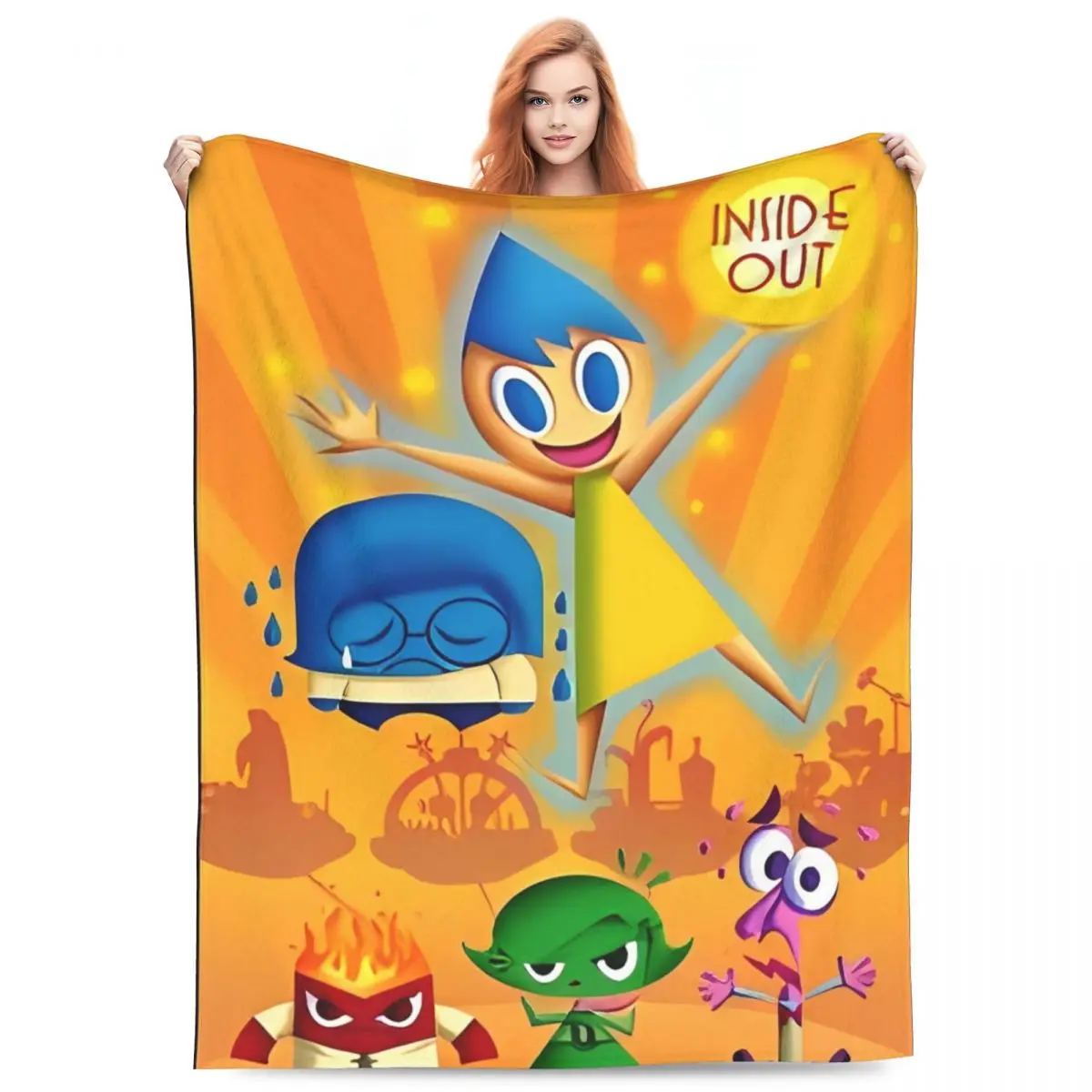 Inside Out 2 Cartoon Blankets Quality Warm Soft Throw Blanket Autumn Decorative Bedroom Pattern Bedspread