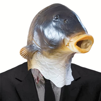 Cosplay Realistic Latex Fish Masks Halloween Spooky Goldfish Head Mask Fish Head Monster Head Cover Trick Props