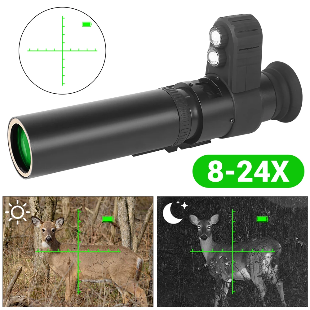 Cross Cursor Digital 8-24X Night Vision Monocular 850nm Infrared Scope 200-500m Night Vision Device for Outdoor Hunting