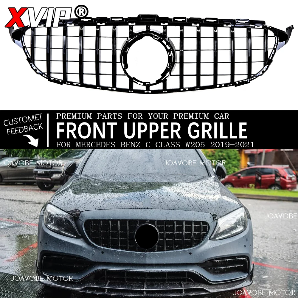 

Глянцевая черная гоночная решетка XVIP в стиле GTR, верхняя решетка для Mercedes Benz C-Class W205/S205/C205 2019-2021 C180 C200 C300 C43 AMG