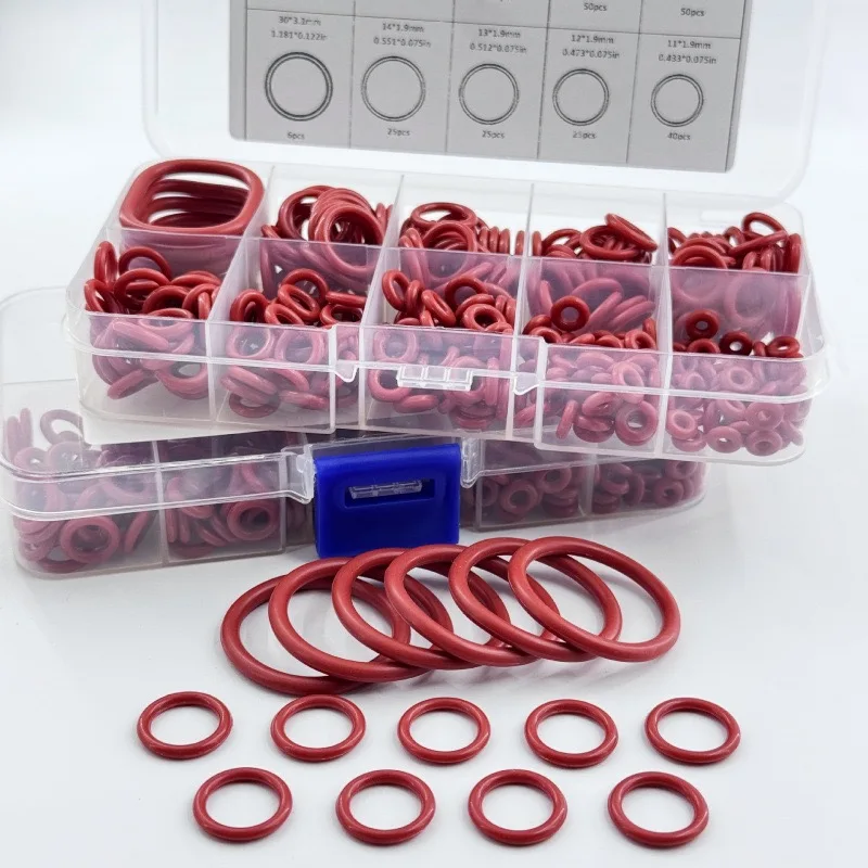 351pcs Silicone O-Ring Set, 10 Sizes, Oil and Heat Resistant, Suitable for Cars and Pipelines