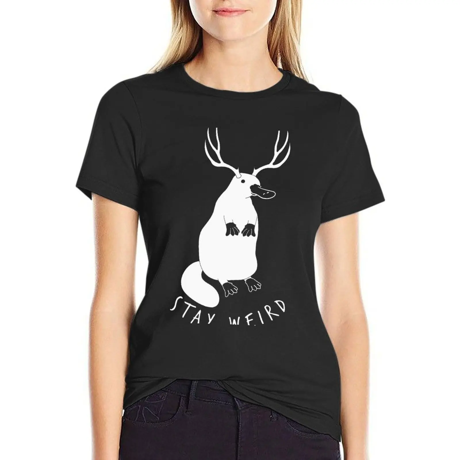 Stay Weird T-Shirt aesthetic clothes Blouse spring clothes Women 2024