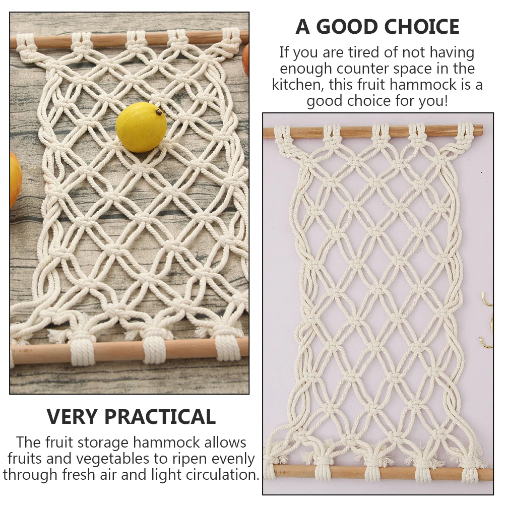 

Macrame Fruit Hammock Handwoven Vegetable Storage Hammock For Kitchen Under Cabinet Hanging Organizer Storage Basket