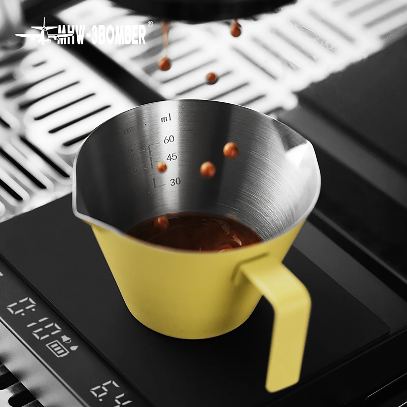 

MHW-3BOMBER Espresso Measuring Cup100ml Double Spout Coffee Cup with Handle SUS304 Espresso Shot Home Tool Barista Accessories