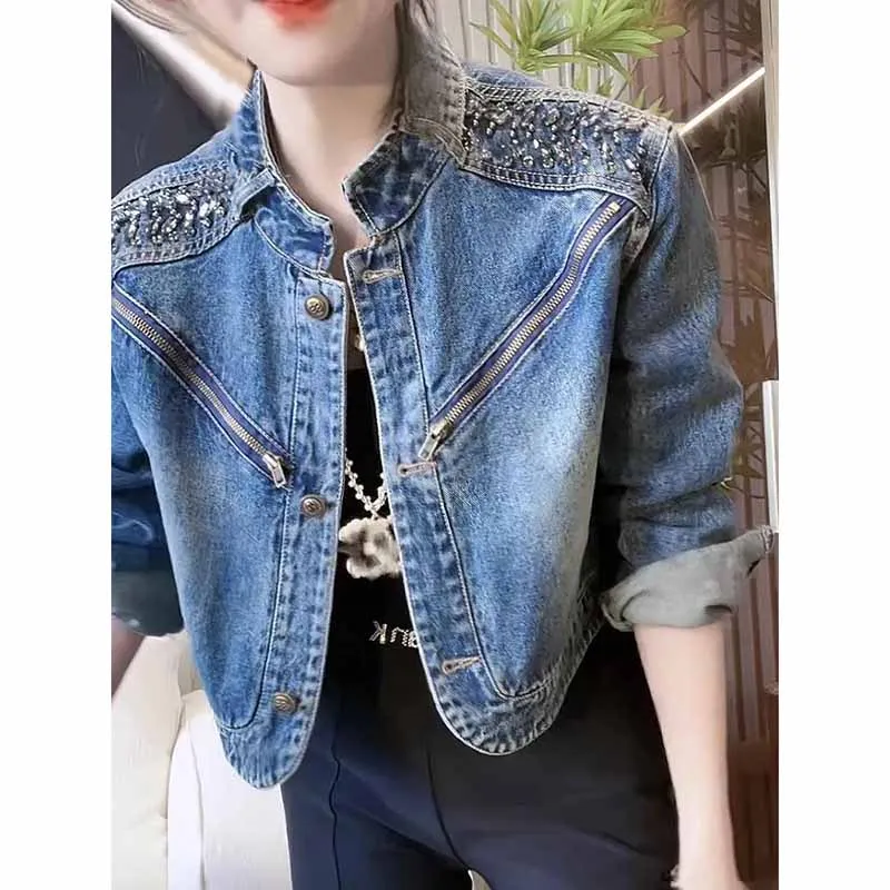 Women's Denim Jacket 2025 New Advanced Sense Unique Ladies Leisure Loose Korean Version Versatile Female Cowboy Coat