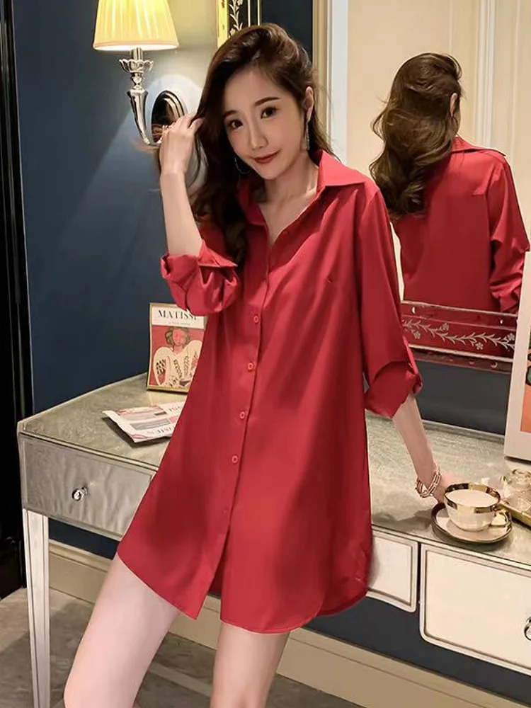 Blouses and Shirts Long Sleeves New Design Female Sexy Tops Wine Red Color Clothing for Women 2021