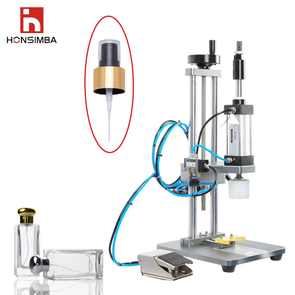 

Hot Sale Perfume Capping Machines Small Pneumatic Press Lids Machines Collar Ring Pressing Machines Bottles Provided Cylinder