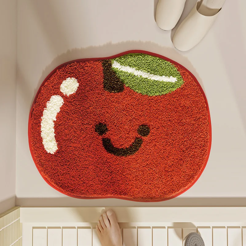 Creative Fruit-shaped Bath Mat Thickened Flocked Microfiber Bathroom Rug Non-slip Water-absorbent Quick-drying Foot Mat