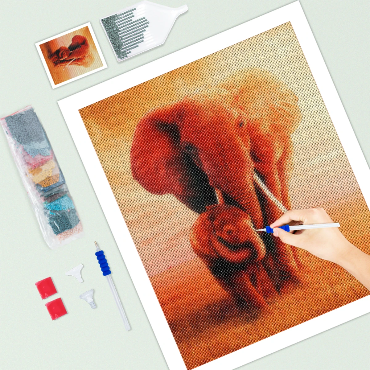 RUOPOTY DIY Diamond Painting Animal Embroidery Cross Stitch Elephant Full Round Home Decor